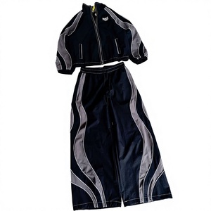 Ensemble tendance coupe-vent et short avec passepoil réfléchissant, en nylon léger patchwork, pour l'été, avec sweats à capuche - Product Image 6