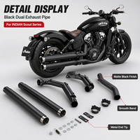Système d'échappement complet pour moto Indian Scout Sixty Bobber Rogue Twenty 2015-2024 en acier inoxydable noir chromé avec logo laser