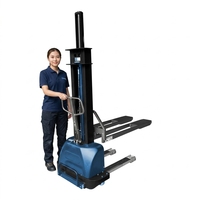 Gerbeur de palettes compact 1000 kg électrique certifié CE ISO avec batterie lithium-ion, propulsion arrière et pneus pleins pour usage en supermarché