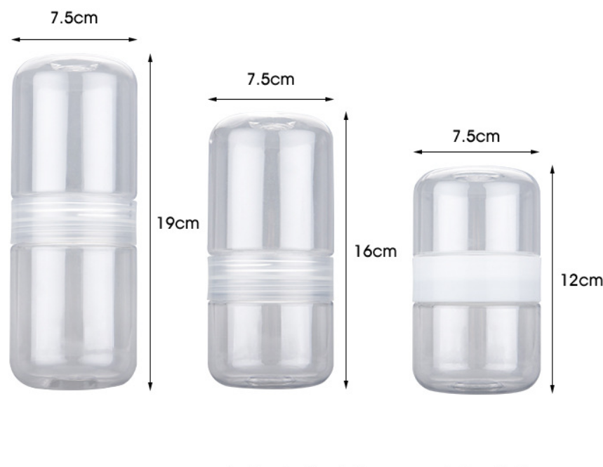 Double Sided Clear Plastic Jar with Screw Top Creative Design Airtight Seal for Nuts Beans Foods Tea Flowers