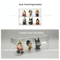 Vitrine de présentation transparente en PS pour blind box, vitrine anti-poussière pour figurines avec porte coulissante pour objets de collection, Pop Mart