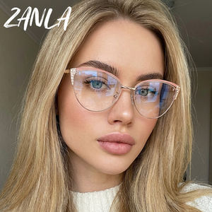 Montature per Occhiali da Vista a Forma di Occhio di Gatto per Ragazze, Nuovi Design 2026, Occhiali Anti Luce Blu per Donne, Occhiali Eleganti con Decorazioni in Diamante - Product Image 2