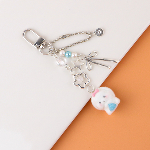 Thỏ Đồ Chơi Sang Trọng <span class=keywords><strong>Keychain</strong></span> Mặt Dây Chuyền Ngọc Trai Pha Lê Bạc Sao Bow Anime Nhựa Sang Trọng Móc Chìa Khóa Cho Điện Thoại Phụ Kiện Thời Trang - Product Image 5