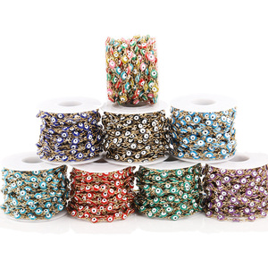 Chaîne Œil Turc en Acier Inoxydable avec Gouttes Émaillées, Apprêts de Bijoux pour Bricolage, Chaîne Colorée Bobine de 50M, Printemps 2024, Origine Yiwu - Product Image 1