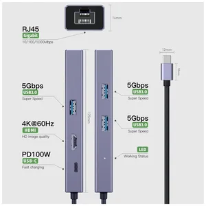 새로운 유형 C to Hdtv 어댑터 커넥터 여러 장치 USB 유형 C 도킹 스테이션 USB C 허브 4k RJ45 PD 3.0usb 허브