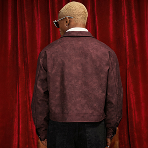 Giacca Bomber in Camoscio per Uomo, 100% Cotone, Logo Personalizzato, Oversize, Stile Vintage - Product Image 2