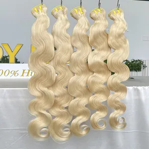 Vente en gros de cheveux cambodgiens alignés sur les cuticules grade 10A 613 blond cheveux vierges bruts paquets de corps ondulés rebondissants