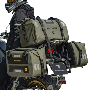 MOTOWOLF Sac de selle de moto unisexe tendance grande capacité en PVC pour extérieur, étanche avec fermeture éclair, solution de rangement 40L pour longues distances - Product Image 1