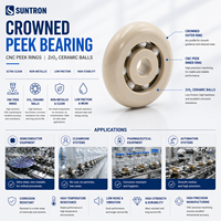 Rodillo con Corona de PEEK, Jaula de PTFE, Bola de ZrO2 D15-D50 CNC para Sistemas de Precisión