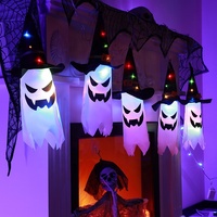 Décoration de lanterne fantôme d'Halloween avec lumières, lampe citrouille suspendue pour centre commercial, école, parc d'attractions, accessoires d'aménagement de scène
