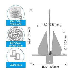 ISURE Kit jangkar perahu berat laut <span class=keywords><strong>Anchor</strong></span> Fluke dengan rantai jangkar dan tali untuk ukuran berbeda perahu Pontoon - Product Image 2