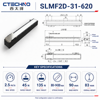 CTECHNO SLMF2D-31-620 Módulo de Motor Lineal Compacto Integrado, 135N de Empuje Máximo, Plataforma de Posicionamiento, Recorrido de 620mm