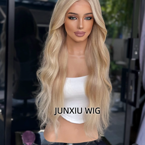 Peluca de Cabello Humano Virgen 100% de Lujo con Frente de Encaje, Ondas Suaves con Reflejos Rubios, 180% de Densidad, Sin Pegamento, con Cabello de Bebé para Mujeres Blancas - Product Image 2
