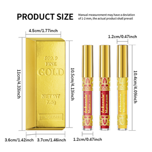 Lakerain金色口红天鹅绒裸色红色粉色唇彩无污迹高颜料不褪色光滑持久 - Product Image 3