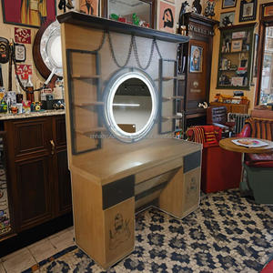 Miroir LED vintage Hao Yu BS66 pour salon de coiffure, station de barbier, contreplaqué durable, 110-240 volts, pour salon de barbier masculin - Product Image 1