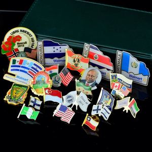 Double Flag Oem Manufacturer Wholesale Design Your Own Metal Lapel Pin Brooch Soft Hard Enamel Pin Cross Country Flag Pin <b>Badge</b> - Product Image 4