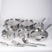 Set Peralatan Masak Stainless Steel Klasik 15 pcs Multifungsi dengan Tutup untuk Rumah, Restoran, dan Memasak Sehari-hari