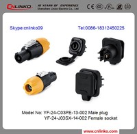 Connecteur étanche mâle Cnlinko pour extérieur, prise à 3 broches M24 YF-24, IP68, Powercom