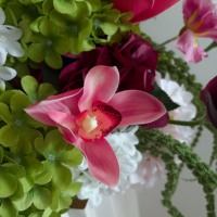 Fleur artificielle de luxe réaliste en soie bordeaux Anthurium et Hortensia, pour centre de table floral, décoration de pilier d'allée de mariage et arrangements à haute exposition