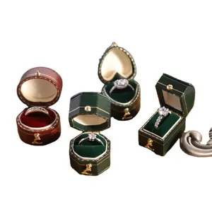 2025奢华单身女性婚礼订婚指环盒椭圆形八角心形新款花式旅行珠宝盒 - Product Image 2