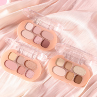 Palette de fards à paupières 6 couleurs, mat et scintillant, mélangeable, tons terreux, cosmétique portable et mignon pour le maquillage quotidien des yeux