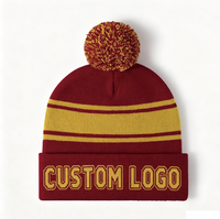 Bonnet tricoté de créateur avec pompon, logo brodé, pour le sport et le golf, personnalisable, bonnet d'hiver