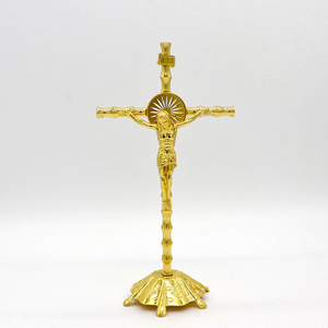 도매 테이블 장식 가톨릭 기독교 종교 십자가 대나무 모양 금속 스탠딩 크로스 - Product Image 3