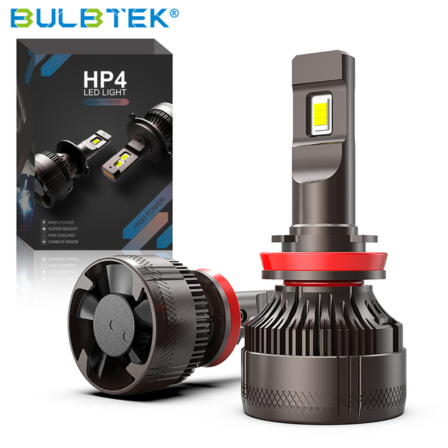 BULBTEK HP4 All in One Headlight Bulb H1 H7 H11 9005 9006 Auto LED Light Fan Type Error Free 300W 30000LUMEN Car LED Bulb