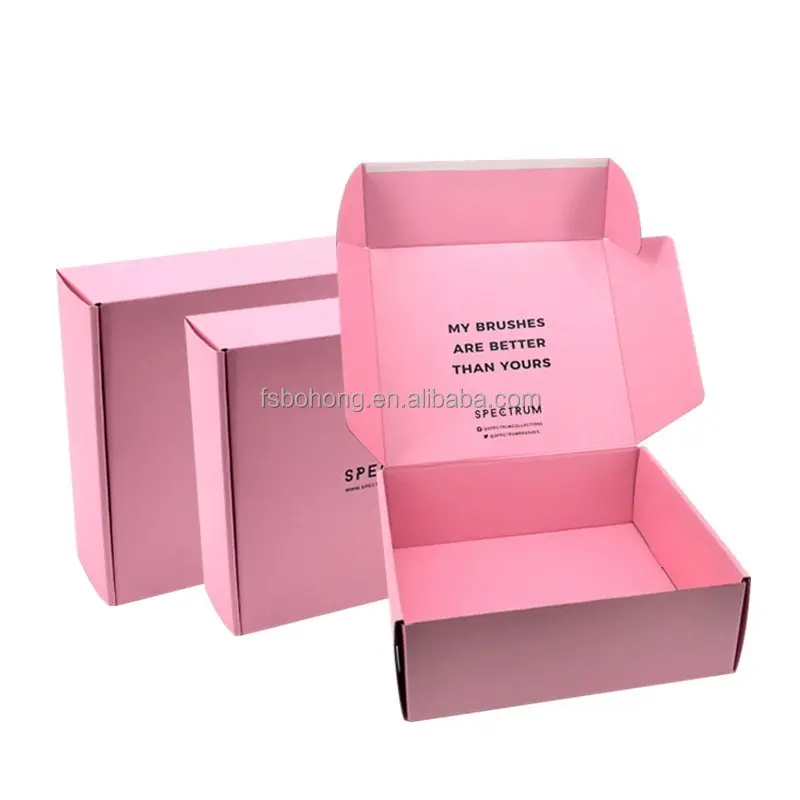 Paquet de papier ondulé personnalisé, boîte postale rose