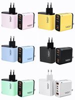 Cargador de Teléfono Móvil de 140W, 2 Puertos USB + 3 Puertos Tipo C, Carga Rápida QC3.0, Enchufe US/EU, Cargador Súper Rápido Dual de 35W