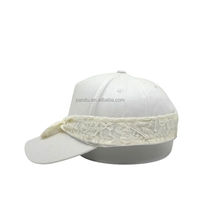 Casquette de baseball en coton avec broderie ton sur ton personnalisée, logo, nœud floral en dentelle détachable, chapeau structuré tendance pour femme