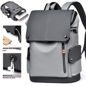 Sac à dos décontracté en cuir PU pour <span class=keywords><strong>ordinateur</strong></span> portable, housse étanche USB, fermeture à glissière pour hommes, femmes, voyage, école, affaires, sac pour <span class=keywords><strong>ordinateur</strong></span> de <span class=keywords><strong>17</strong></span>.<span class=keywords><strong>3</strong></span> <span class=keywords><strong>pouces</strong></span> - Product Image 4