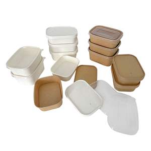 Boîte à <span class=keywords><strong>lunch</strong></span> en papier d'emballage épais brun rectangulaire coin arrondi boîte à <span class=keywords><strong>lunch</strong></span> à emporter bol en papier jetable de restauration rapide - Product Image 1