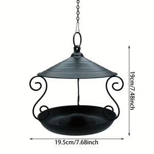 Mangeoire à oiseaux suspendue noire élégante, décoration de jardin en métal durable, attire divers oiseaux, idéale pour l'extérieur, pour tous les oiseaux - Product Image 2