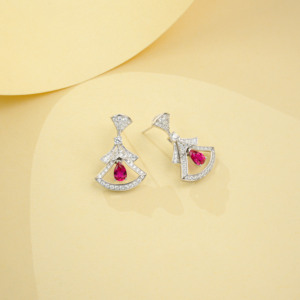 925 Silver Cultivated Ruby Dress Earrings Lab-Grown Gemstones High-End Feel Exquisite and Beautiful Birthday Gift <b>Girlfriend</b> Q - Product Image 4