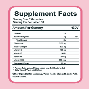 OEM Label pribadi Vegan Glutathione & kolagen kulit Glow Gummies dengan <span class=keywords><strong>multivitamin</strong></span>, rasa stroberi alami - Product Image 4