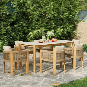 Hiện đại ăn uống ngoài trời thiết lập với bền Gỗ Tếch khung thoải mái sân đồ nội thất - Product Image 5