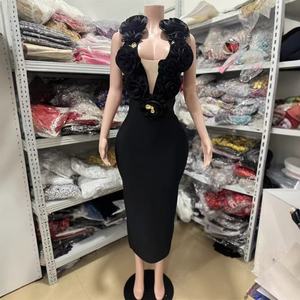 Abito da Sera Elegante da Donna, Vestito Lungo Rosso Floreale Snellente con <span class=keywords><strong>Schiena</strong></span> Scoperta Sexy e Design con Spalline, Abito Formale Maxi - Product Image 3