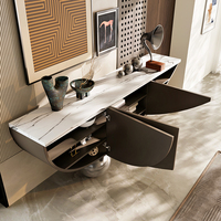 Buffet italien de luxe à cadre en bois massif Table de couloir pour la maison moderne avec armoire de rangement en forme de bateau pour le salon et la salle à manger