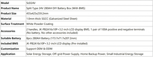 Boîtier de <span class=keywords><strong>batterie</strong></span> LiFePO4 25,6 V 280 Ah avec BMS 100 A et écran LCD, pack de batteries prismatiques pour stockage d'énergie solaire - Product Image 5