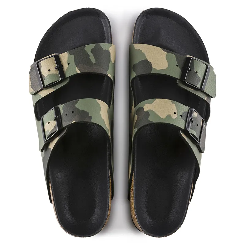 Fashion Men Slippers PU Camouflage Two Strap Soft Cork Sandals