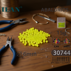 Ilan Abalorios Perline rotonde trasparenti gialle da 6 mm 15 g per la creazione di gioielli - Product Image 3