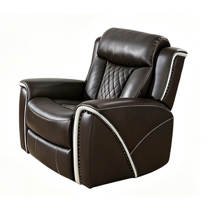 Conjunto de Sofá Reclinable Extensible con Estructura de Madera en Cuero Sintético de Lujo Moderno con Función Plegable para Sala de Estar - Product Image 4