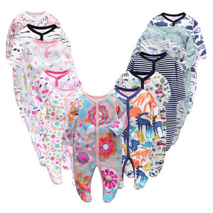 Ropa de Bebé Recién Nacido al por Mayor en 42 Colores, Mono de Punto Unisex para Bebé, Mameluco de Manga Larga Estampado de Algodón - Product Image 1