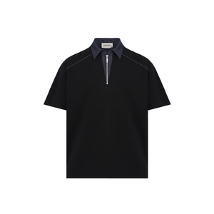 T-shirt da uomo <span class=keywords><strong>a</strong></span> maniche corte, casual, con collo <span class=keywords><strong>a</strong></span> mezza zip, design <span class=keywords><strong>a</strong></span> strati <span class=keywords><strong>2</strong></span>-in-1, vestibilità ampia, 230g - Product Image 2