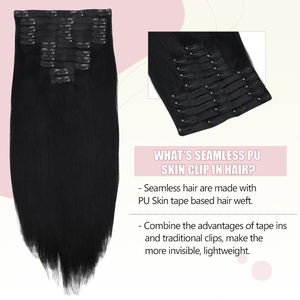 Extensiones de Cabello Remy Peruano con Clip KSWIGS de 16 Pulgadas para Mujer, 7 Piezas/Juego, Negro Natural, Castaño, Doble Trama a Máquina - Product Image 4