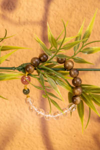 Bracelet en perles de qualité supérieure, classique, vert, en bois d'agarwood Qi Nan, cristal blanc, cristal de fraise, jaspe, citrine, charme spirituel - Product Image 5