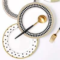 Assiettes rondes en céramique peintes à la main, en porcelaine, sans BPA, compatibles micro-ondes, fabriquées dans le Jiangxi