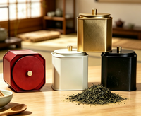 Boîte à thé octogonale personnalisée en fer blanc avec couvercle, boîte de rangement en métal de qualité alimentaire pour l'emballage de matcha et de café en poudre
