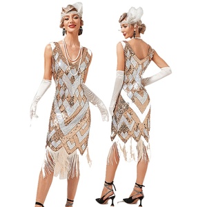 Vestido Vintage Años 20 Estilo <span class=keywords><strong>Gran</strong></span> Gatsby Charleston Flapper para Mujer con Lentejuelas y Flecos para Fiesta Temática de los Locos Años 20 - Product Image 6